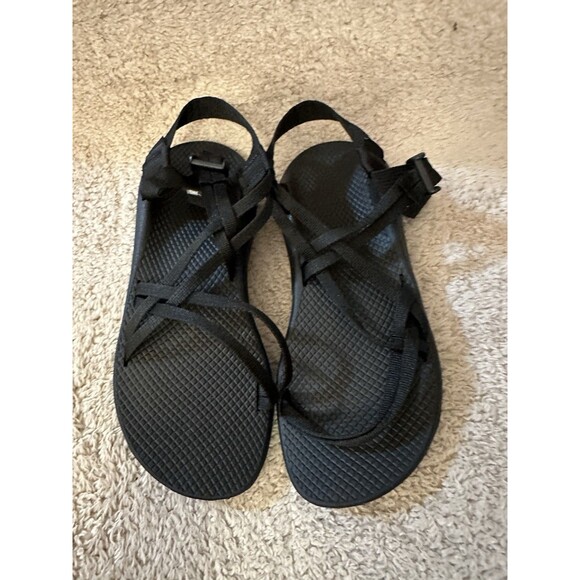 Chaco ZX/1 Dual Strap Cloud Hiking Sandals Shoes Solid Black Women's Size 9 - Picture 1 of 9